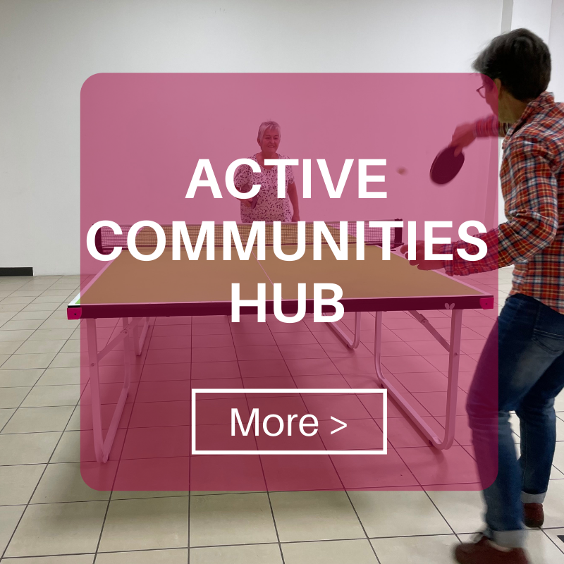 Photo of two people playing table tennis with title text